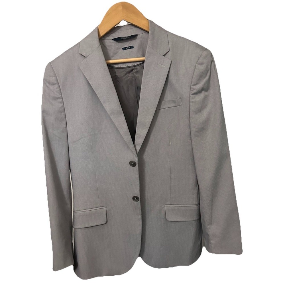 Perry Ellis Men's 38 Short Gray striped Slim Fit Peformance Tech Suit Jacket